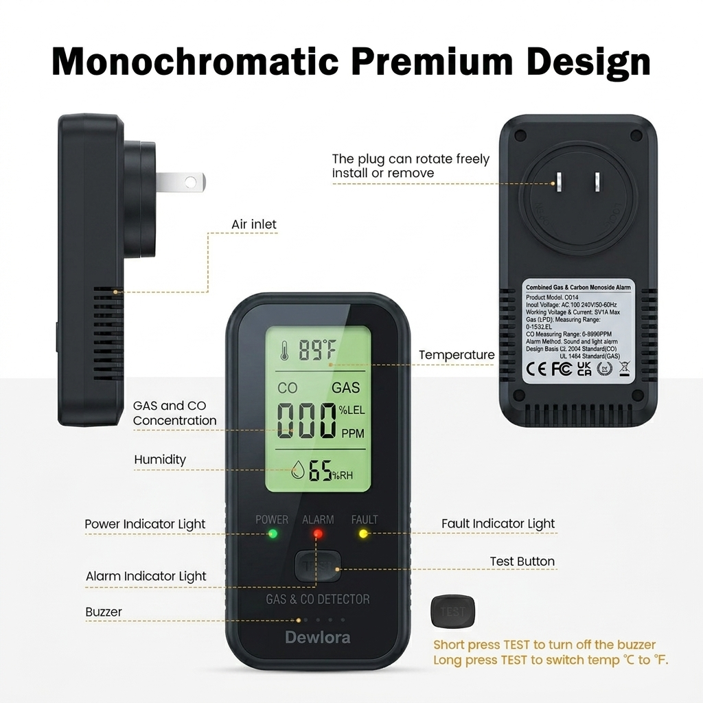 Dewlora 4 In 1 CO Detector RV