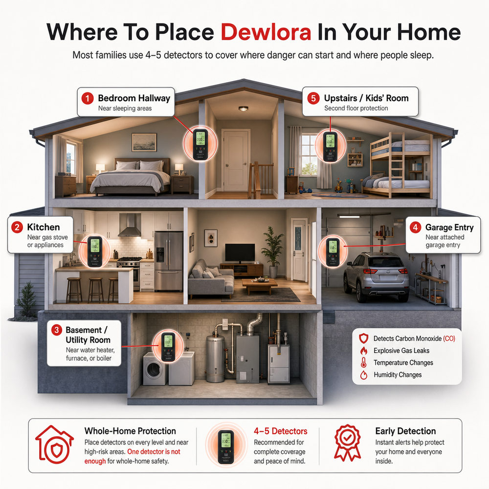 Dewlora 4 In 1 CO Detector
